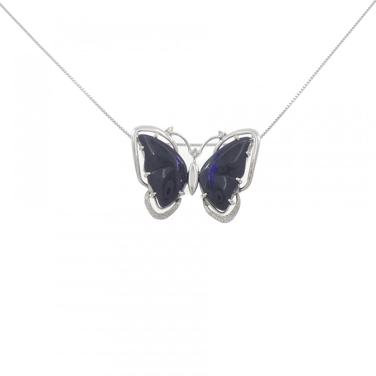 K18WG バタフライ ブラックオパール ネックレス 5.46CT【中古】
