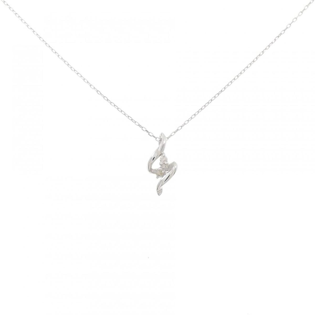 K18WG ダイヤモンド ネックレス 0.02CT【中古】