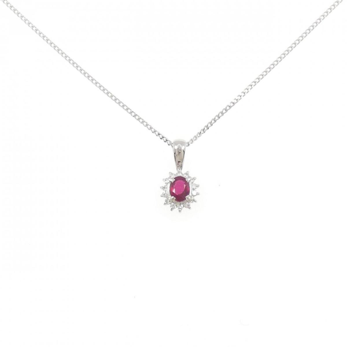 PT900/PT850 ルビー ネックレス 0.33CT【中古】