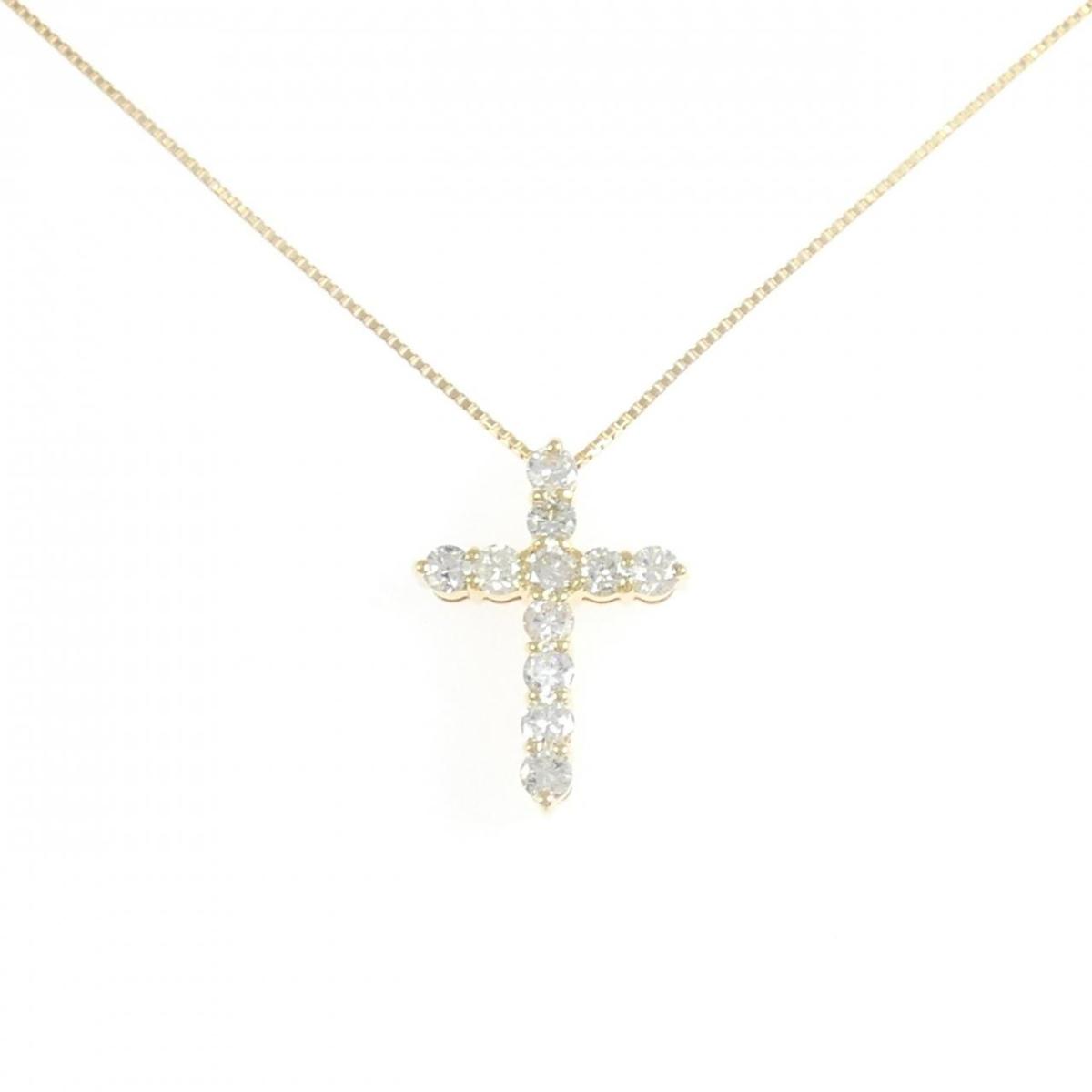 K18YG クロス ダイヤモンド ネックレス 1.00CT【中古】