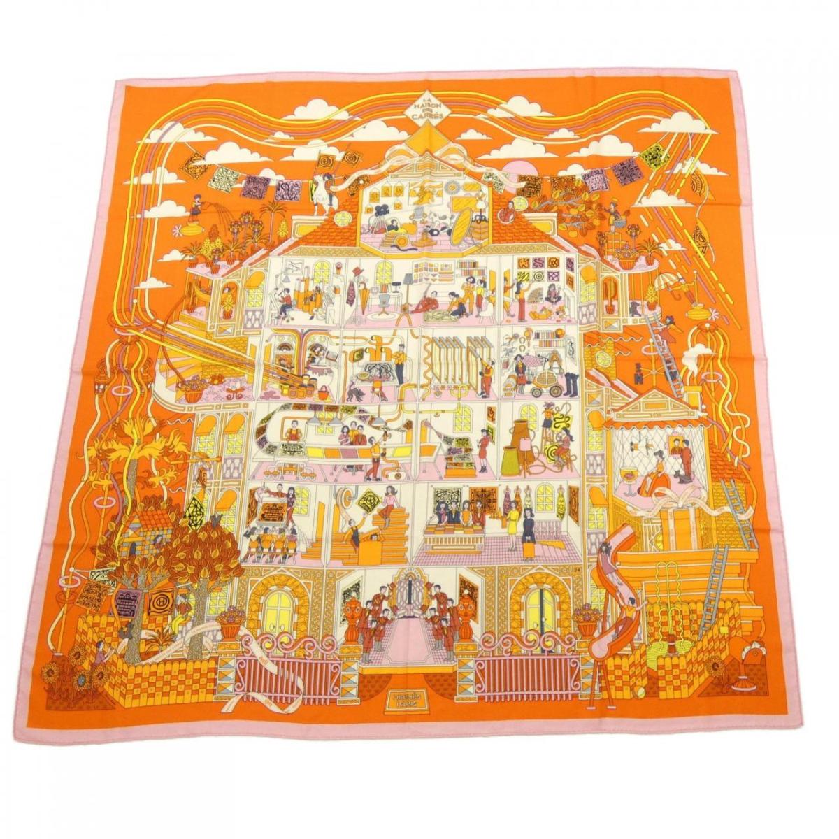 エルメス HERMES 天使の都市 MAISON DES CARRES H242941S カレジェアン140 肩かけ【中古】