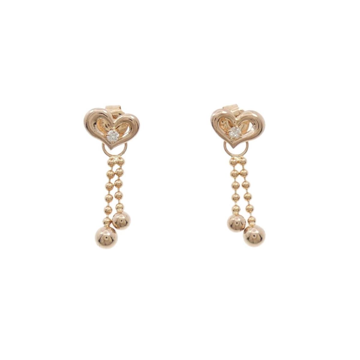 K18PG ハート ダイヤモンド ピアス 0.02CT【中古】｜KOMEHYO ONLINESTORE 店