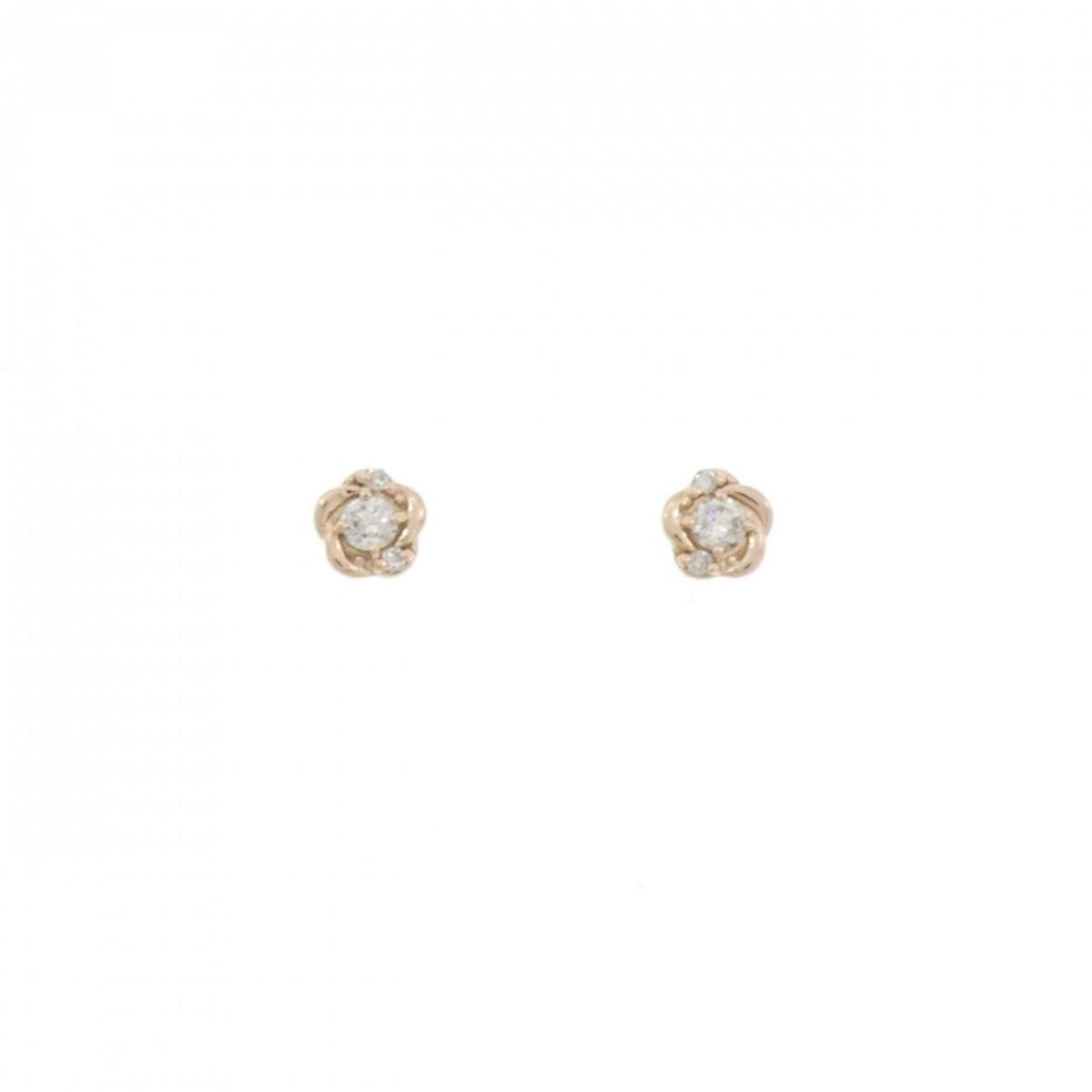 K18PG フラワー ダイヤモンド ピアス 0.12CT【中古】｜KOMEHYO ONLINESTORE 店
