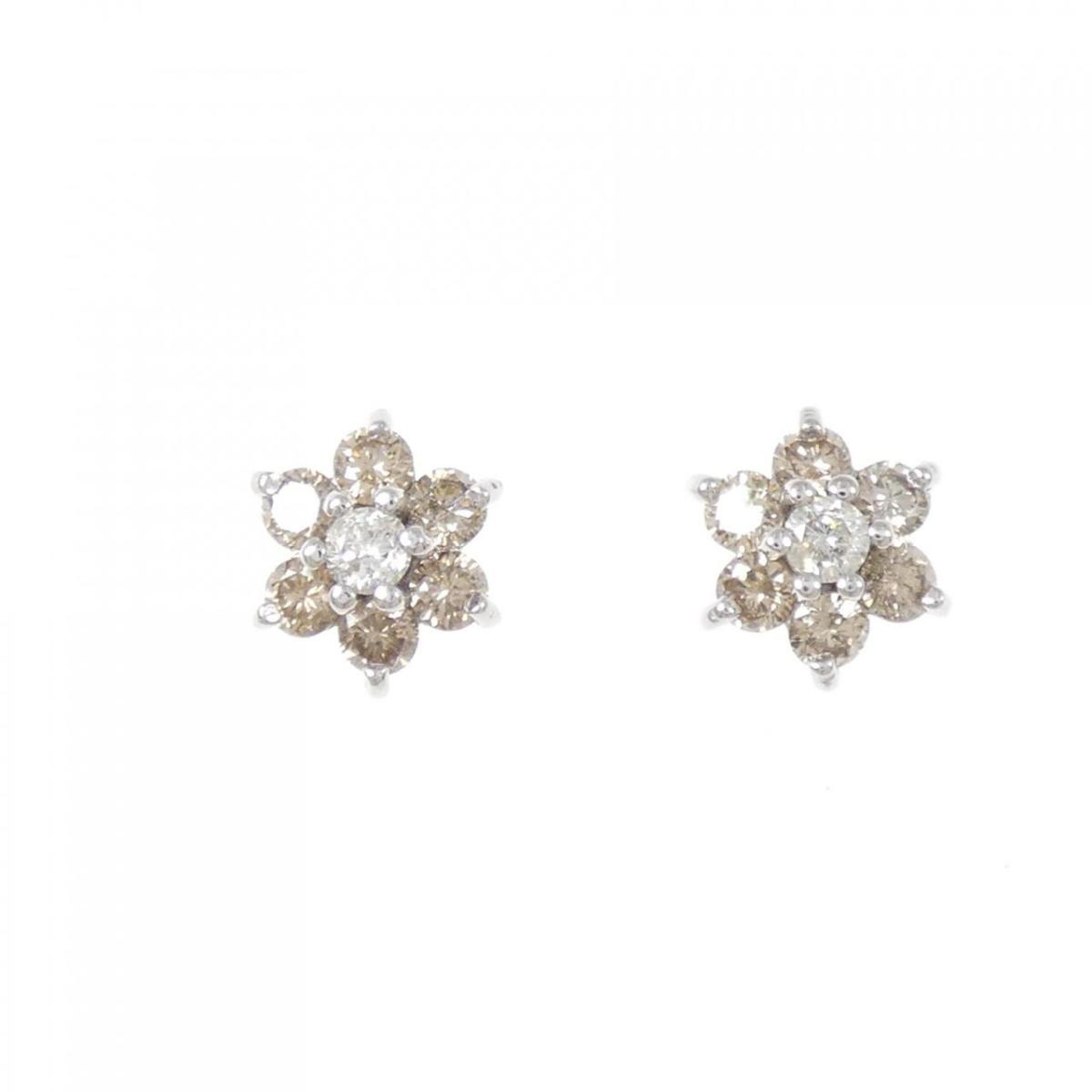 K18WG フラワー ダイヤモンド ピアス 1.00CT【中古】|KOMEHYO ONLINESTORE 店