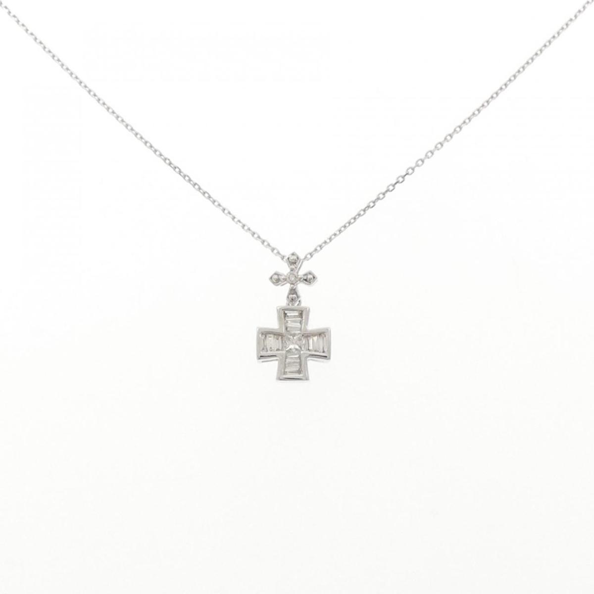 K18WG クロス ダイヤモンド ネックレス 0.14CT【中古】｜KOMEHYO ONLINESTORE 店