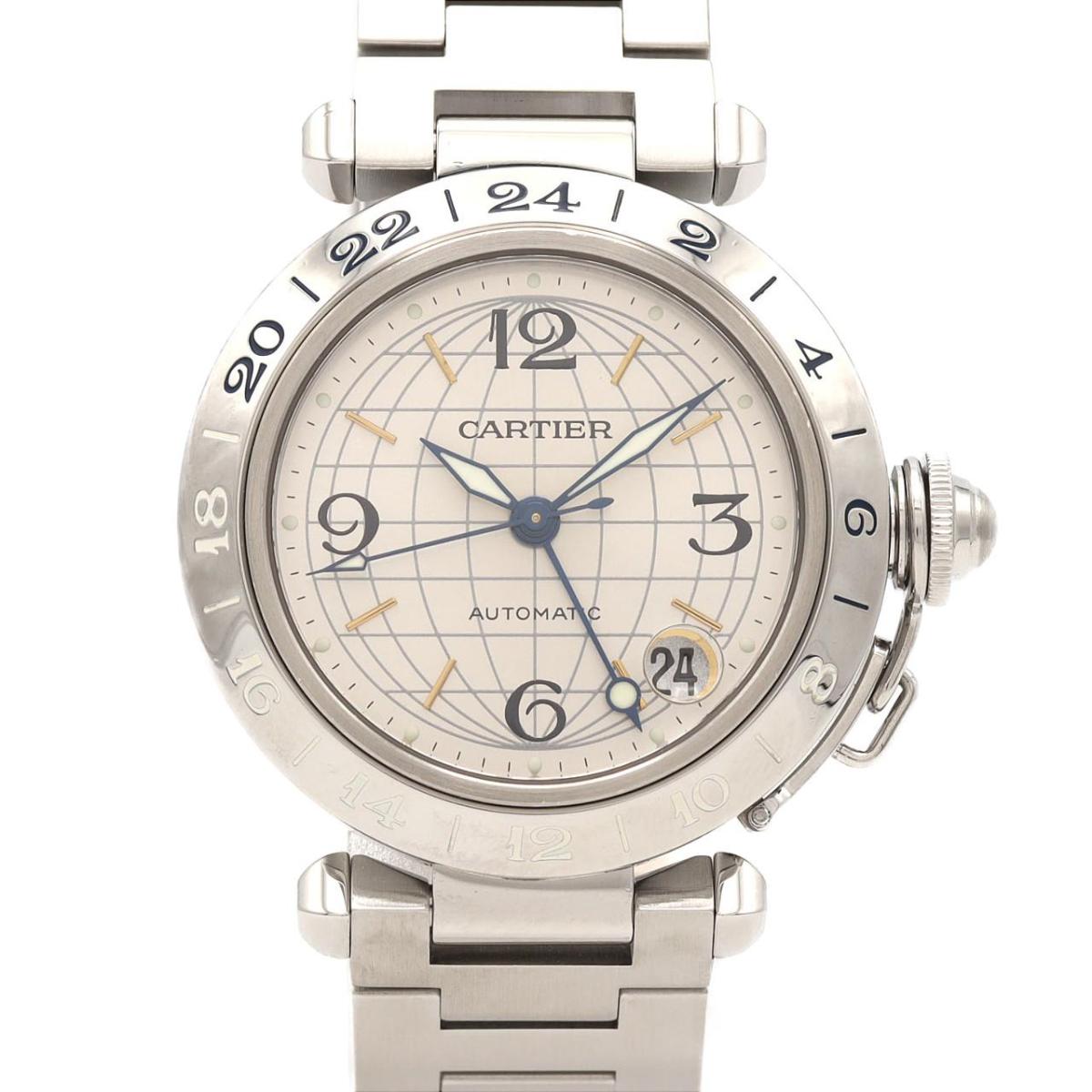 カルティエ パシャC GMT W31029M7 SS 自動小銃巻【中古】