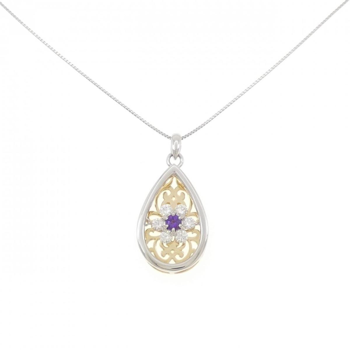 PT900/K18YG/PT850 フラワー アメジスト ネックレス 0.16CT【中古】|KOMEHYO ONLINESTORE 店