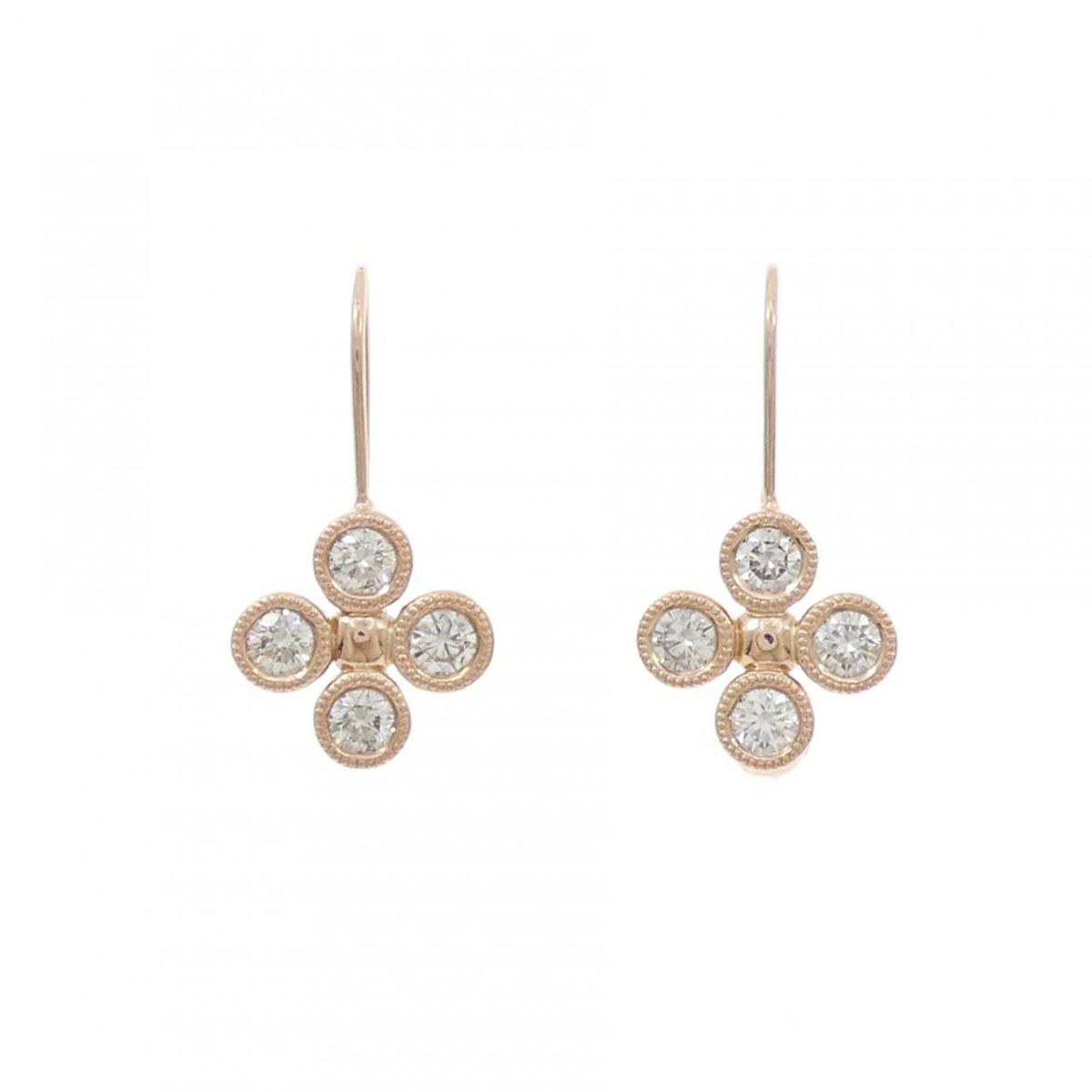 K14PG フラワー ダイヤモンド ピアス 0.97CT【中古】|KOMEHYO ONLINESTORE 店