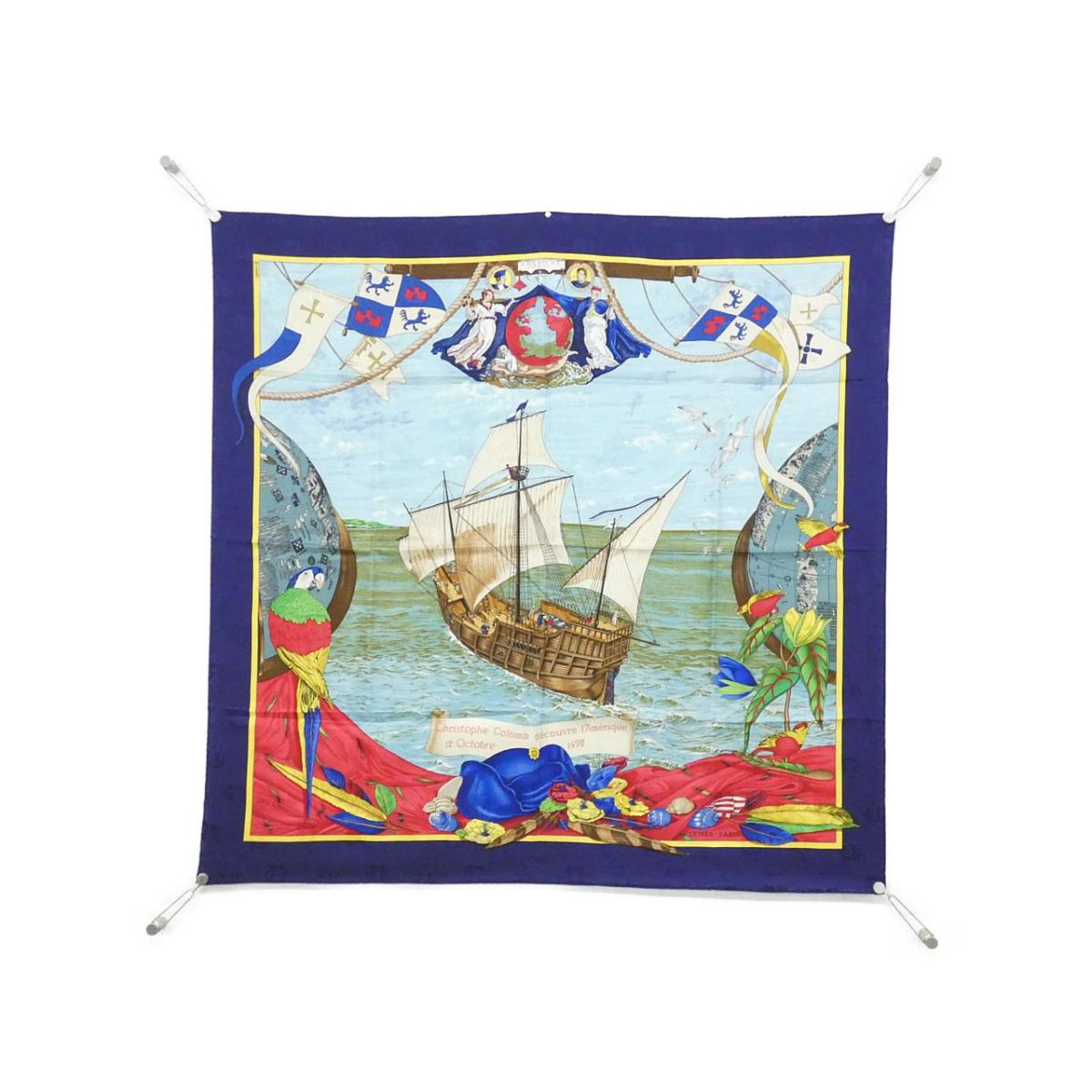エルメス CHRISTOPHE COLOMB カレ えり巻き【中古】