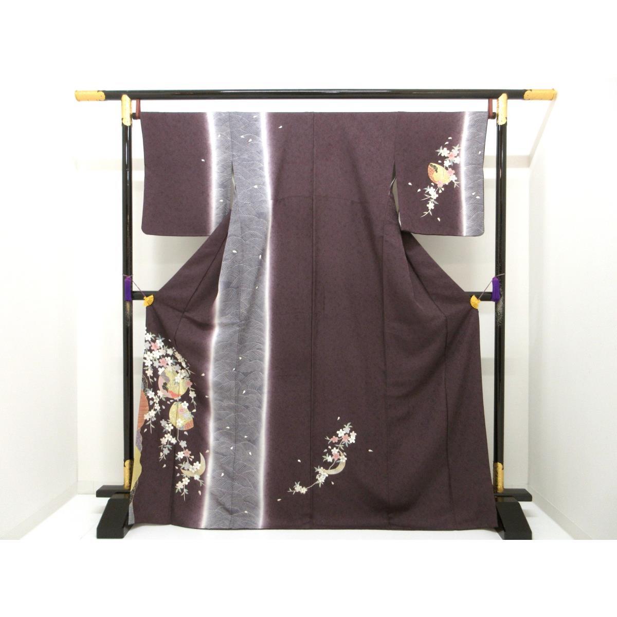 短い訪問着 友禅金彩製作 刺しゅう入り口・入口【中古】
