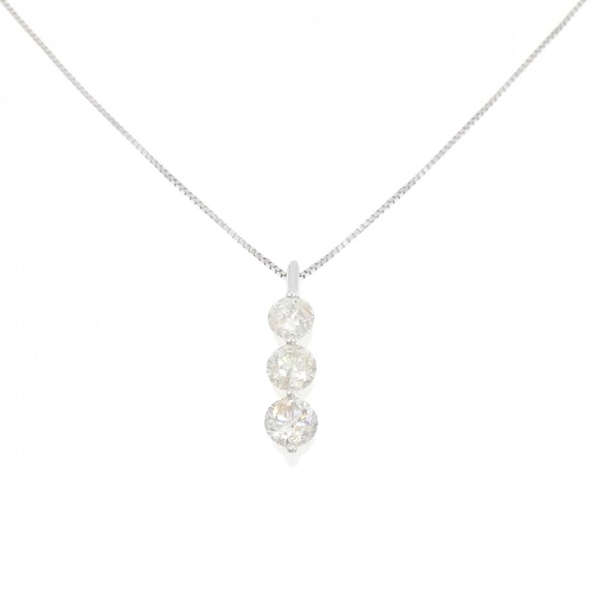 K18WG スリーストーン ダイヤモンド ネックレス 1.21CT【中古】|KOMEHYO ONLINESTORE 店