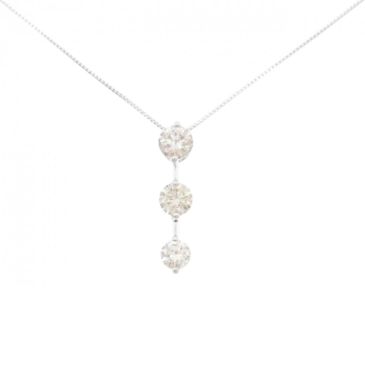 K18WG スリーストーン ダイヤモンド ネックレス 1.36CT【中古】｜KOMEHYO ONLINESTORE 店