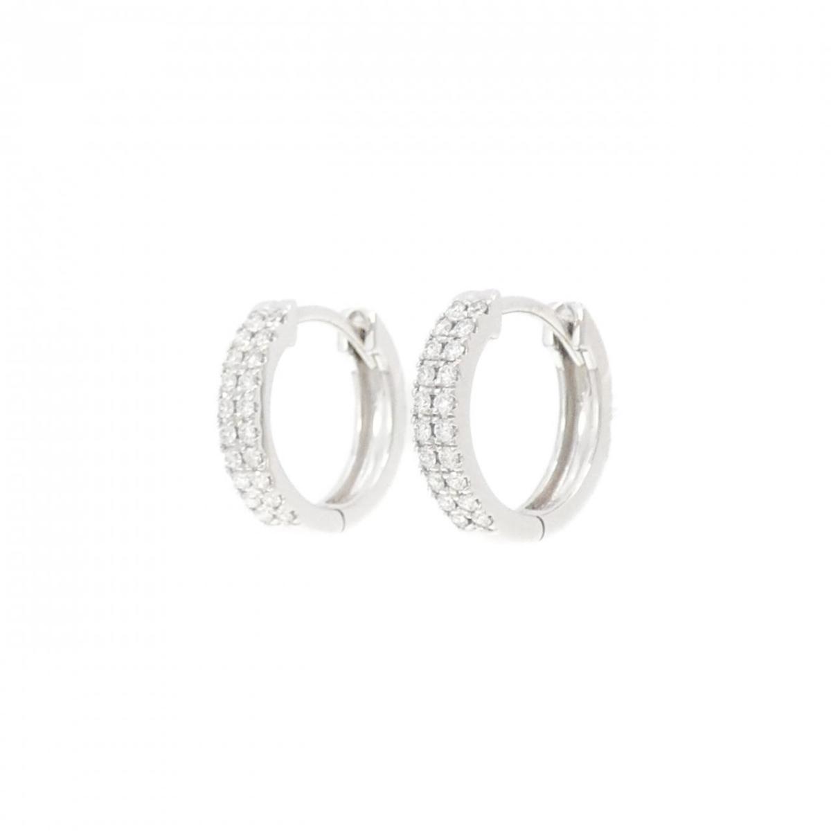K18WG/18KWG フープ ダイヤモンド ピアス 0.227CT【中古】|KOMEHYO ONLINESTORE 店