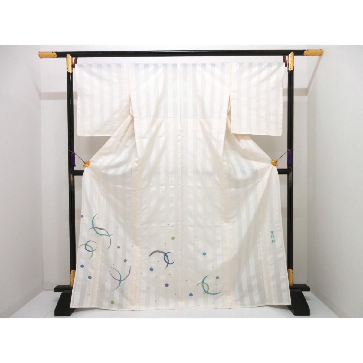 単衣 【能州紬】短い訪問着 絲藝苑【中古】