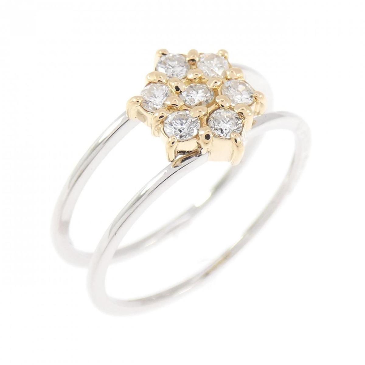 PT900/K18YG フラワー ダイヤモンド リング 0.18CT【中古】｜KOMEHYO ONLINESTORE 店