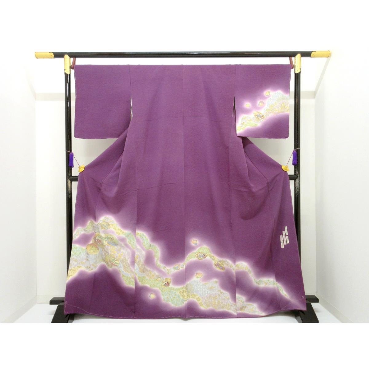 【未当て嵌める品】短い訪問着 身幅２Ｌ寸【樽本伊勢蔵】【中古】