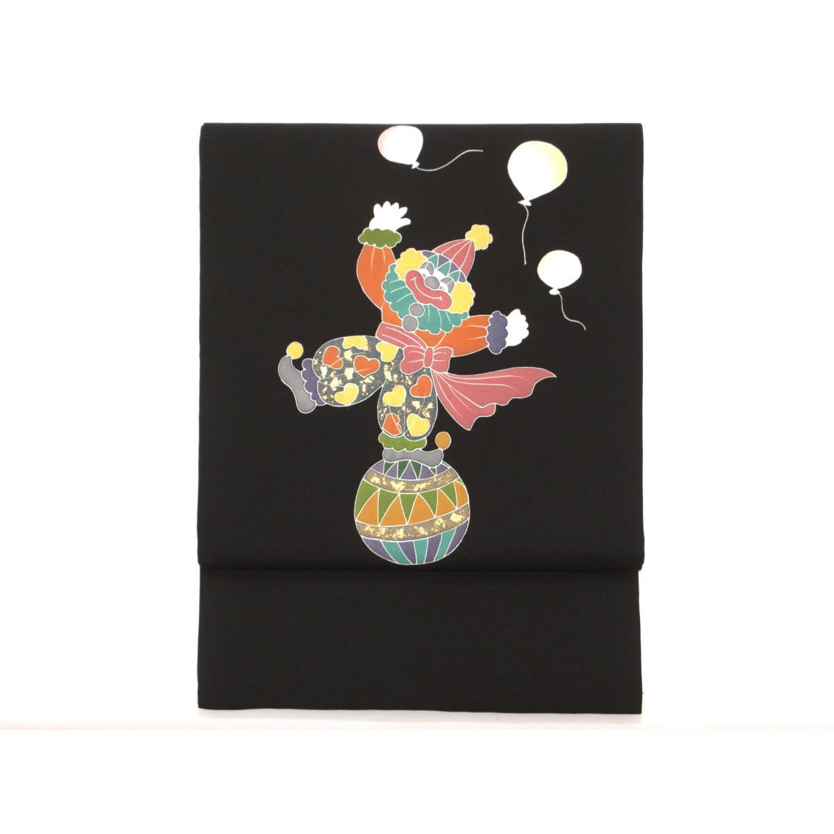 名古屋帯 塩瀬染帯 友禅金彩製作 開き名古屋【中古】
