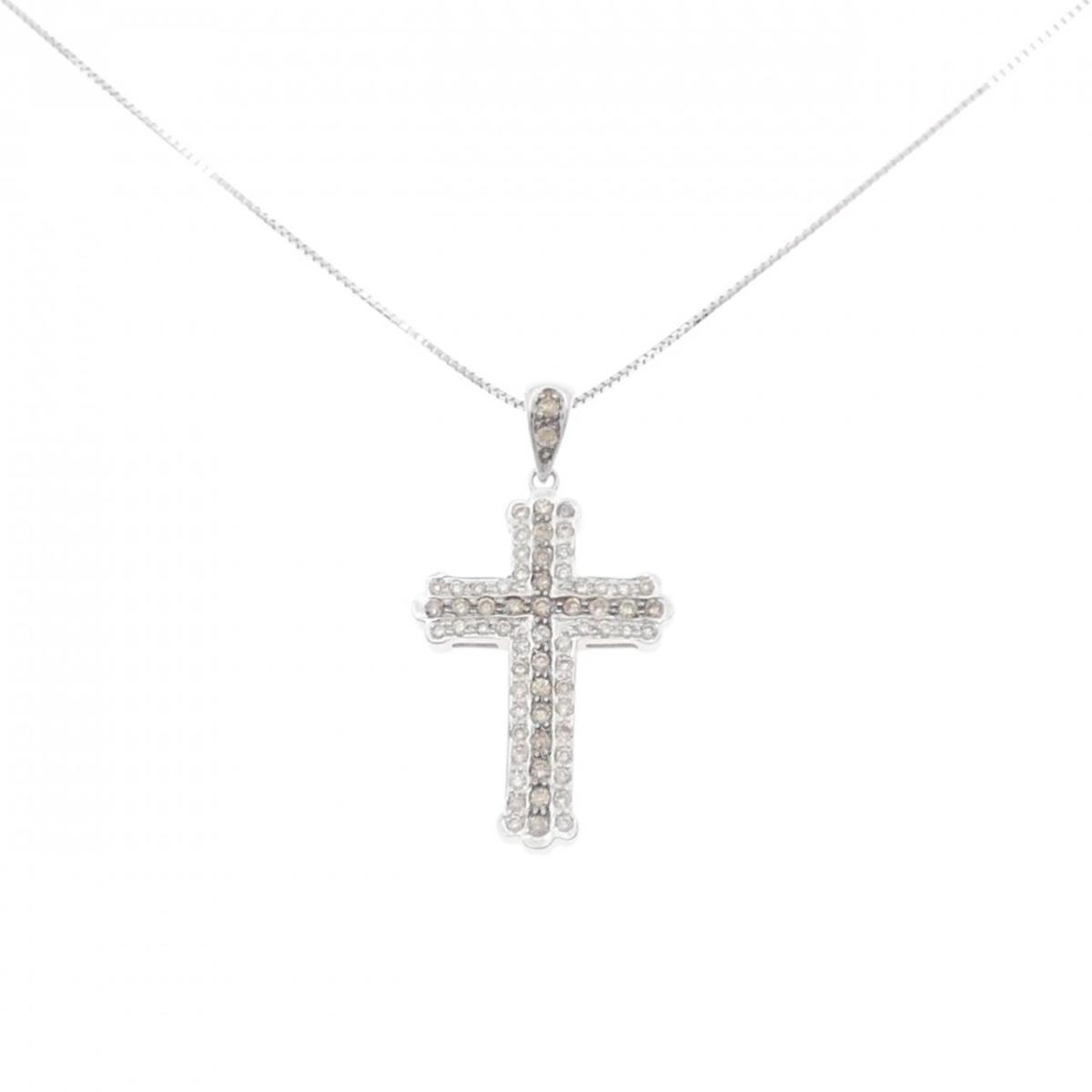 K18WG クロス ダイヤモンド ネックレス 0.76CT【中古】｜KOMEHYO ONLINESTORE 店