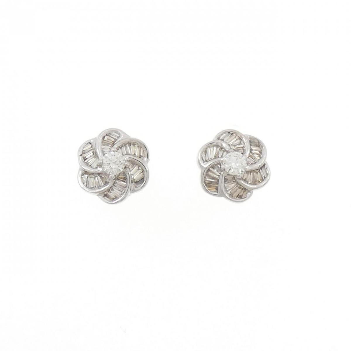 K18WG フラワー ダイヤモンド ピアス 0.50CT【中古】|KOMEHYO ONLINESTORE 店