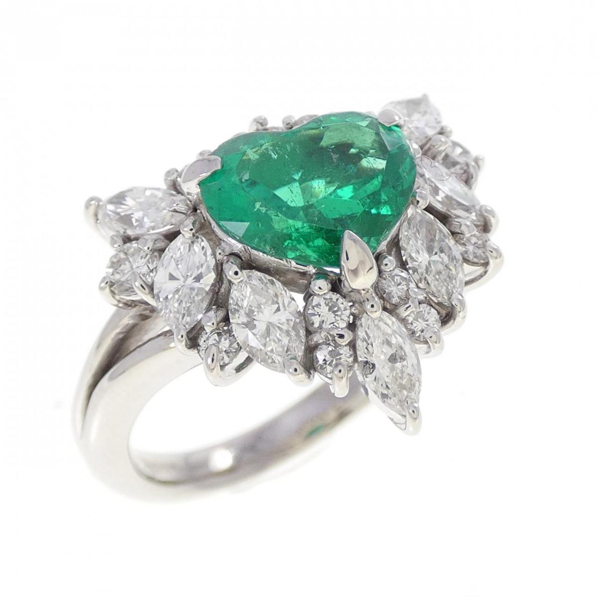 PT900 ハート エメラルド リング 1.39CT【中古】|KOMEHYO ONLINESTORE 店