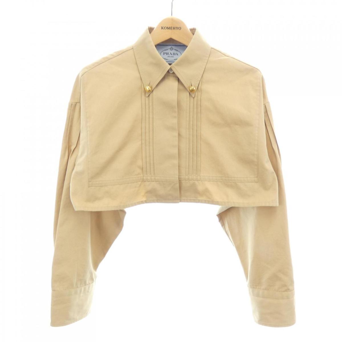 プラダ PRADA クロップド ポプリン 上衣 ３角形ロゴタイプ P5390 SOOO 1BMS 上衣【中古】