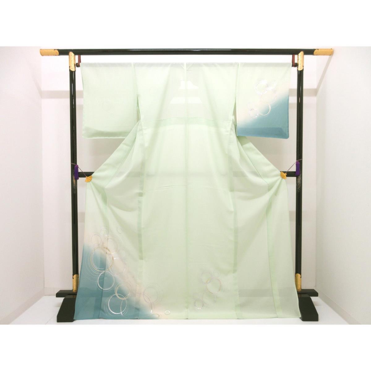 【未当て嵌める品】単衣 駒絽短い訪問着 金彩友禅ボカシ染【中古】