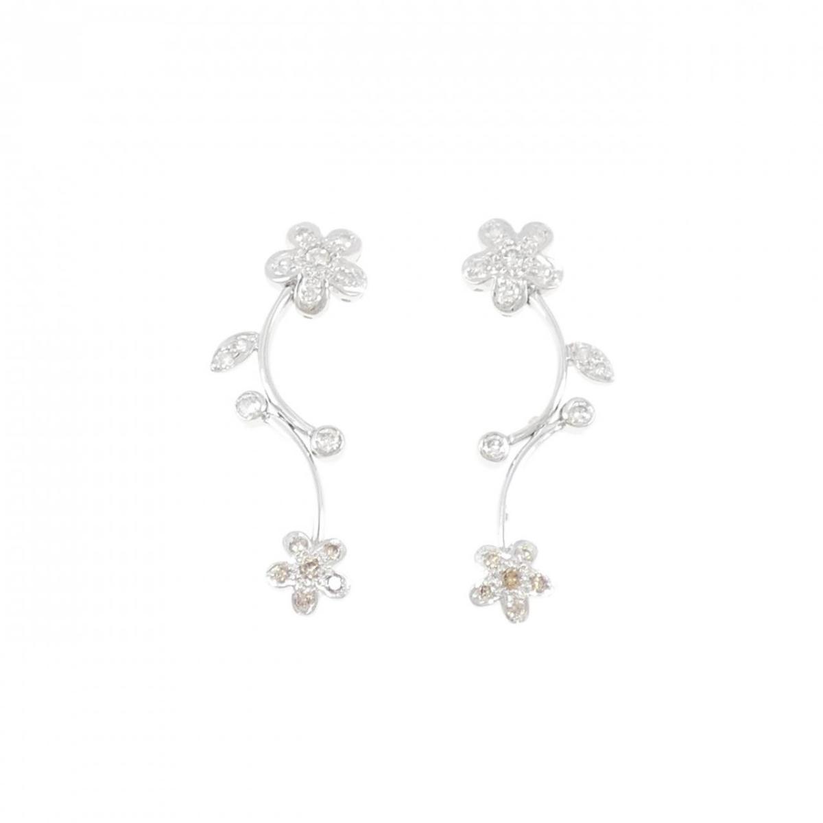 K18WG/750WG フラワー ダイヤモンド ピアス 0.50CT【中古】｜KOMEHYO ONLINESTORE 店