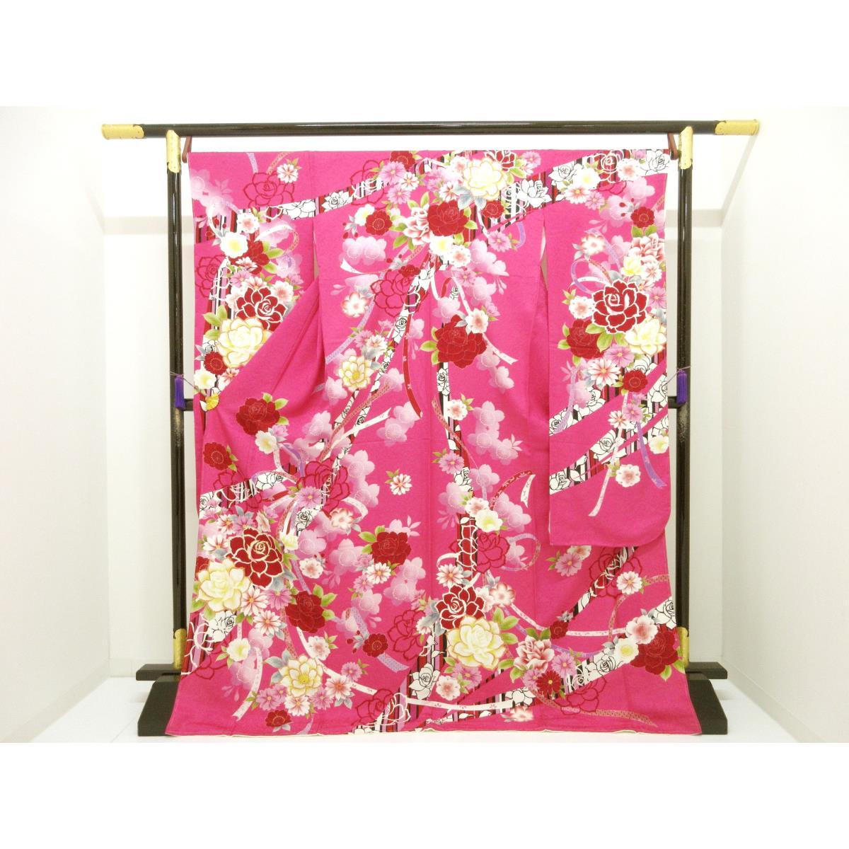 【未当て嵌める品】振袖 友禅工業 刺しゅう入り口・入口【中古】