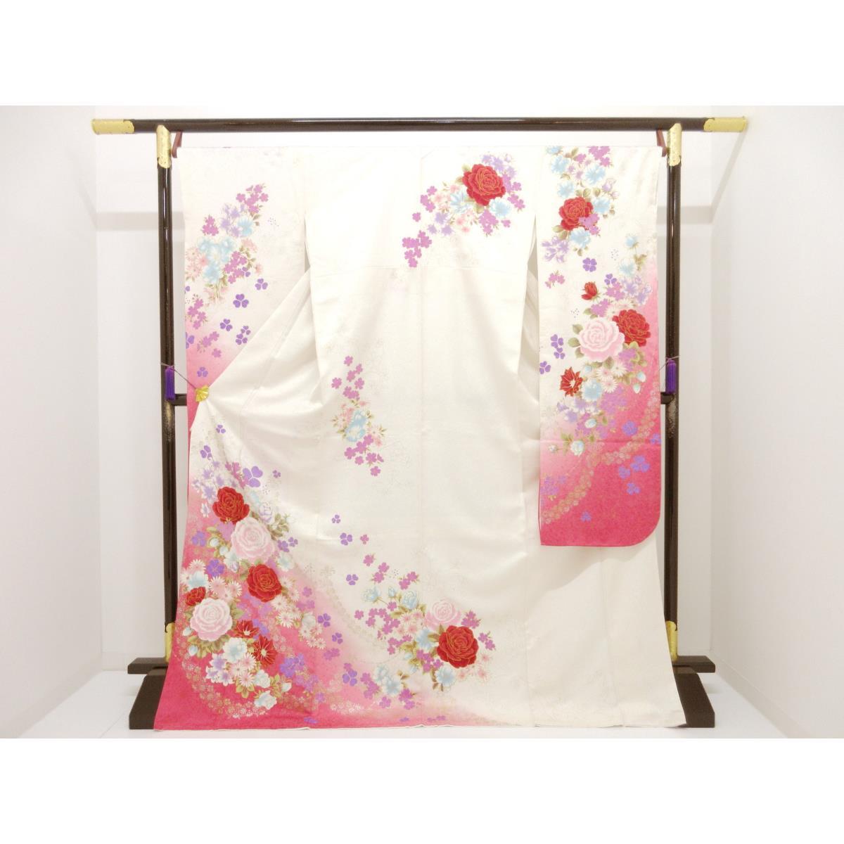 【未当て嵌める品】振袖 友禅金彩工業 ボカシ染【中古】