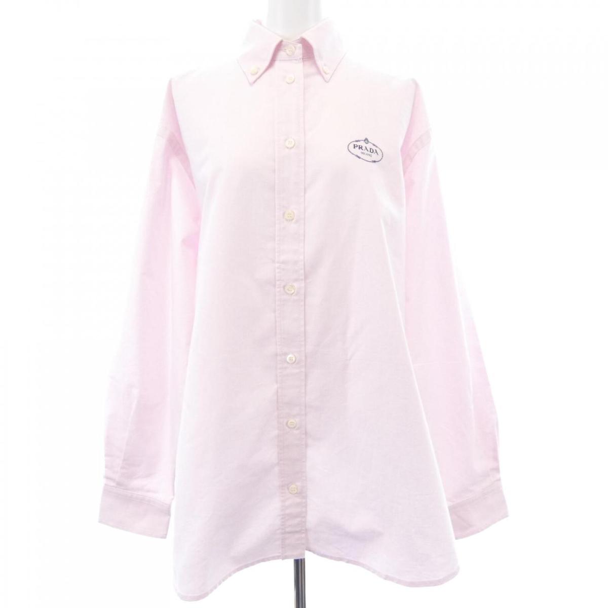 プラダ PRADA エンブロイダリー オックスフォードコットン シャツ P497GR SOOO 14JW シャツ【中古】｜KOMEHYO ONLINESTORE 店