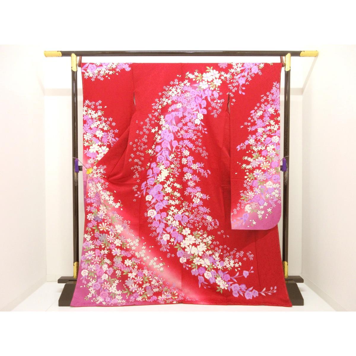 【未当て嵌める品】振袖 友禅金彩工業 ボカシ染【中古】