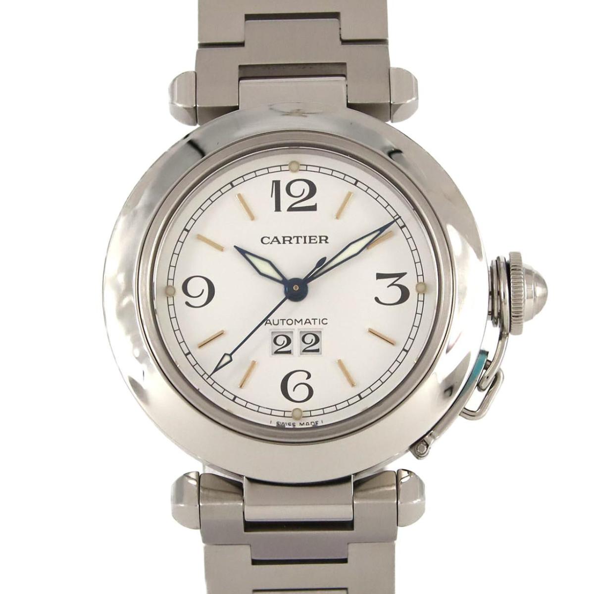 カルティエ パシャC グランデデイト W31044M7 SS 自動小銃巻【中古】