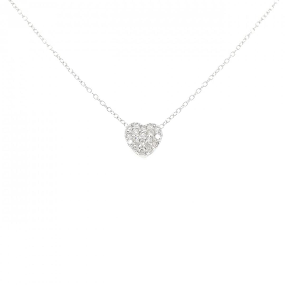 K18WG パヴェ ハート ダイヤモンド ネックレス 0.20CT【中古】｜KOMEHYO ONLINESTORE 店