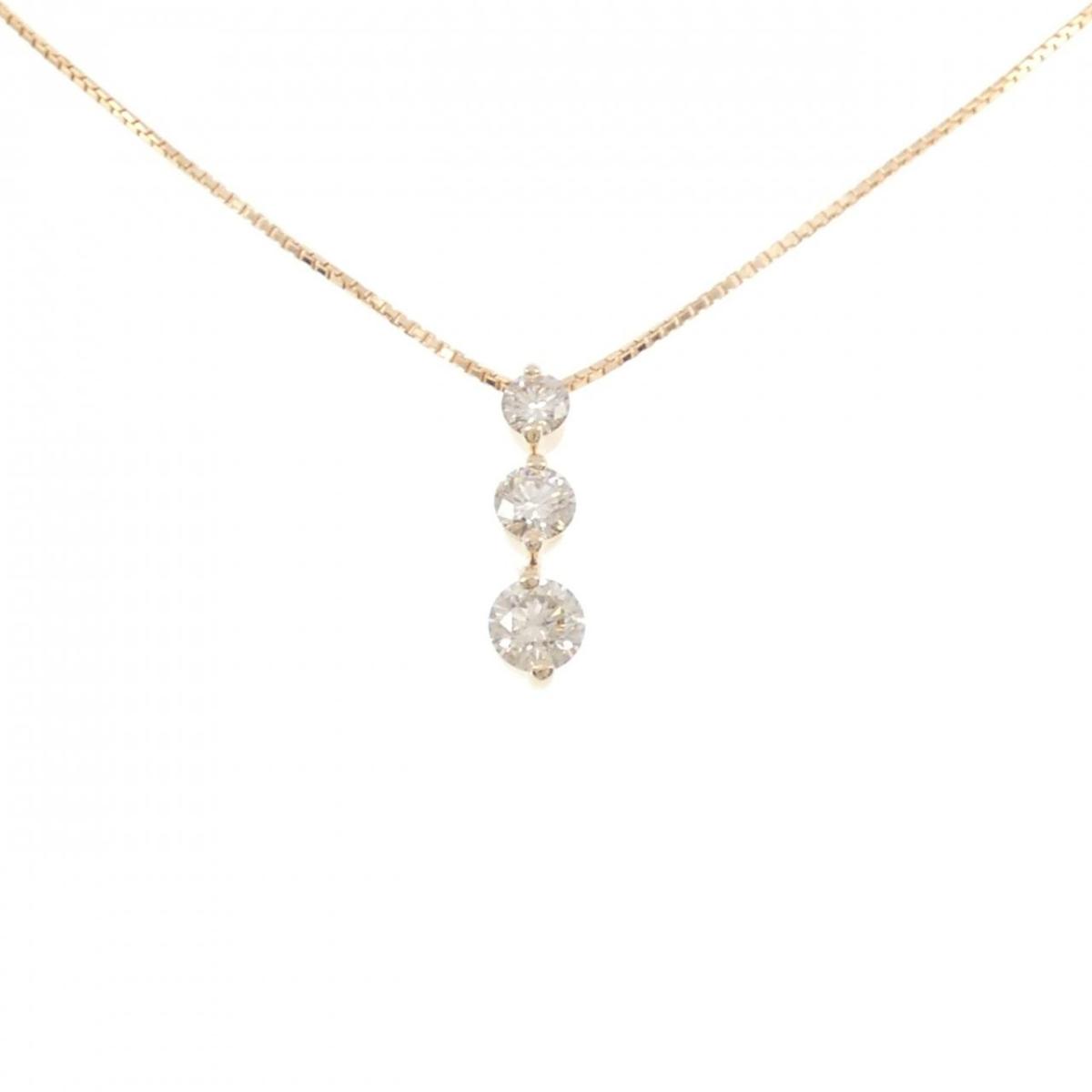 K18PG スリーストーン ダイヤモンド ネックレス 1.00CT【中古】|KOMEHYO ONLINESTORE 店