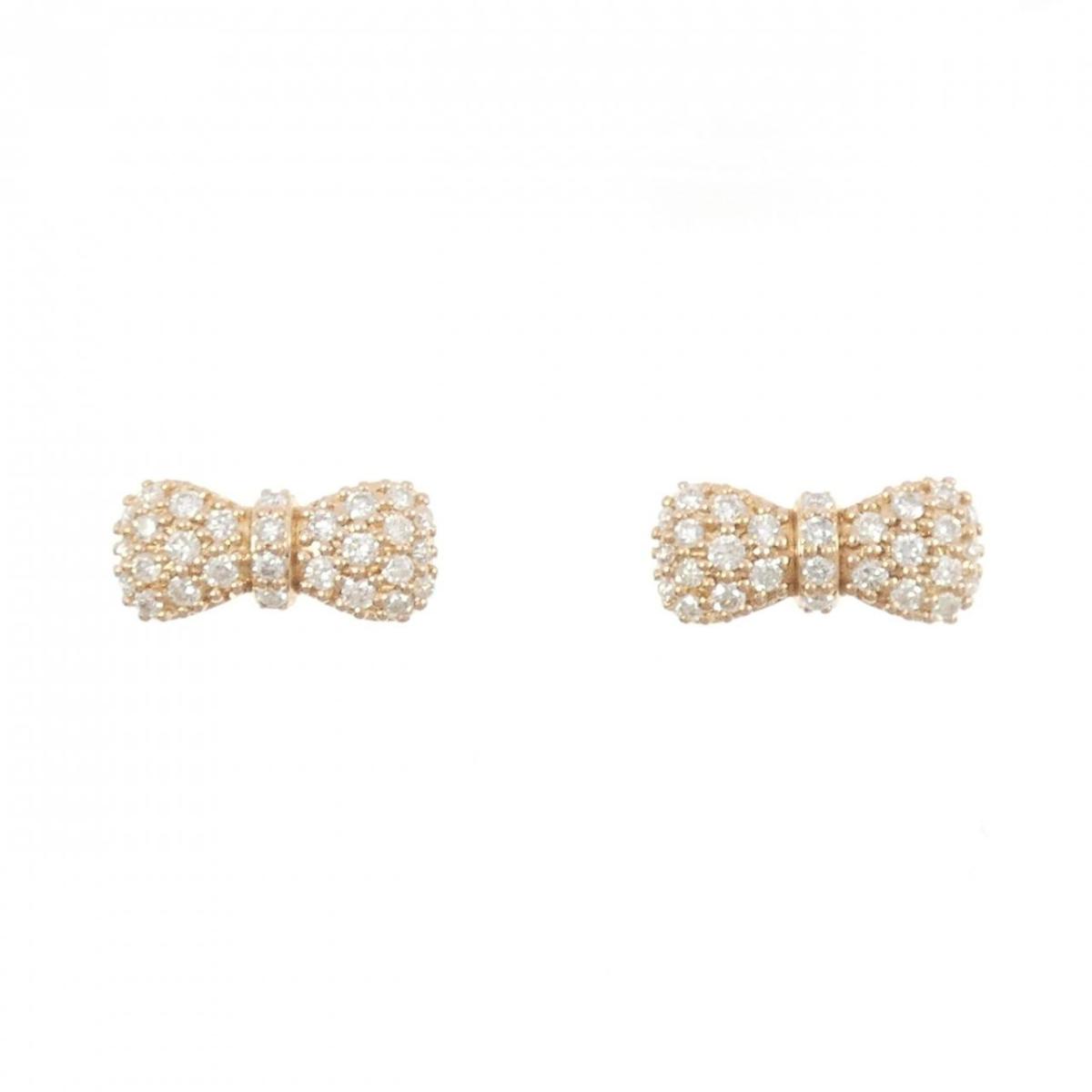 K18PG リボン ダイヤモンド ピアス 0.50CT【中古】|KOMEHYO ONLINESTORE 店