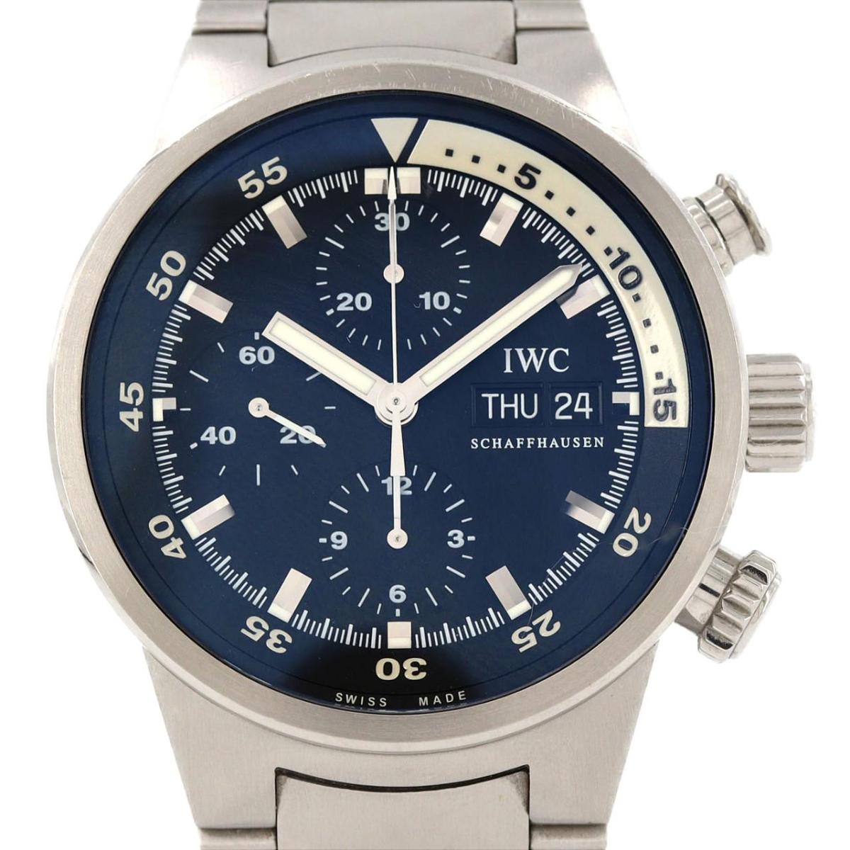 【否検査と修理立てなおす必要経費】IWC アクアタイマークロノグラフ IW371928 SS 自動小銃巻【中古】