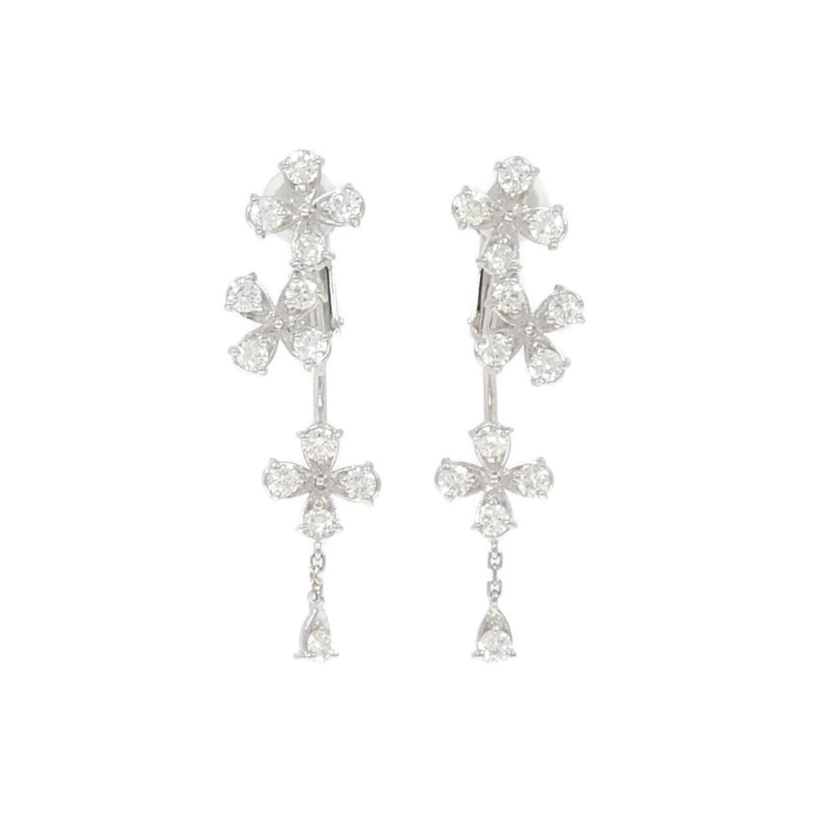 K18WG/K14WG フラワー ダイヤモンド イヤリング 1.00CT【中古】｜KOMEHYO ONLINESTORE 店