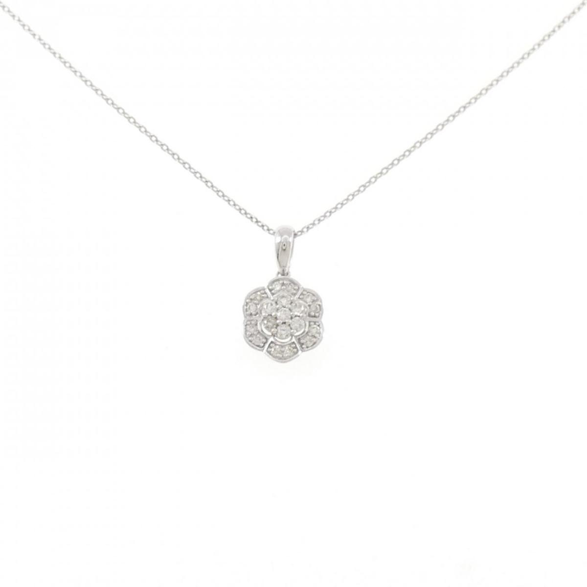 K18WG フラワー ダイヤモンド ネックレス 0.15CT【中古】|KOMEHYO ONLINESTORE 店