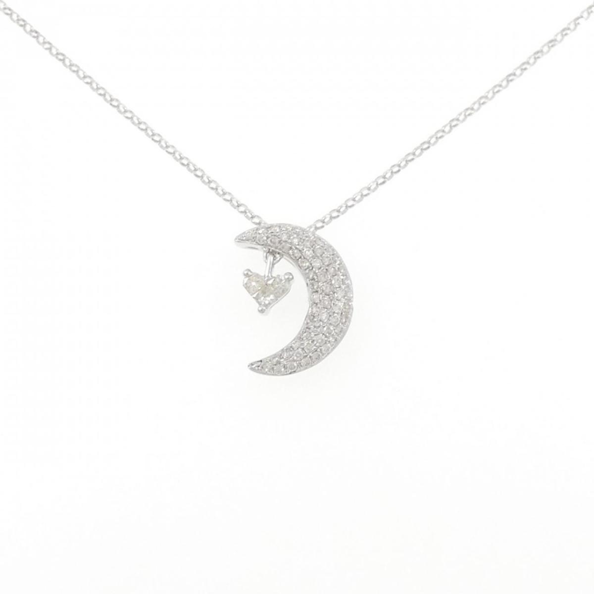 K18WG ハート&times;ムーン ダイヤモンド ネックレス 0.50CT【中古】｜KOMEHYO ONLINESTORE 店