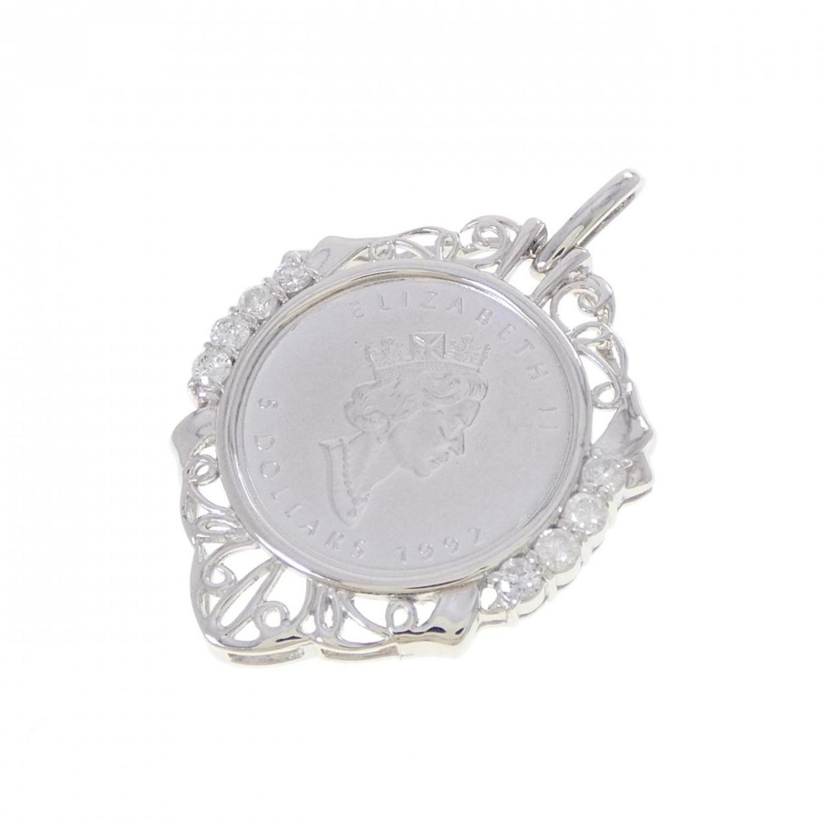 PT900(枠) ダイヤモンド コイン ペンダント 0.23CT【中古】|KOMEHYO ONLINESTORE 店