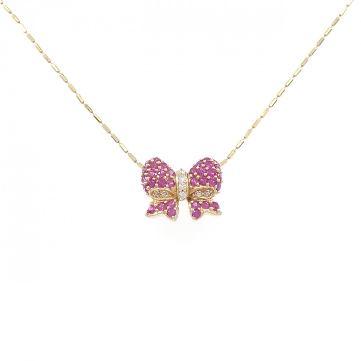 K18YG リボン ルビー ネックレス 0.50CT【中古】|KOMEHYO ONLINESTORE 店