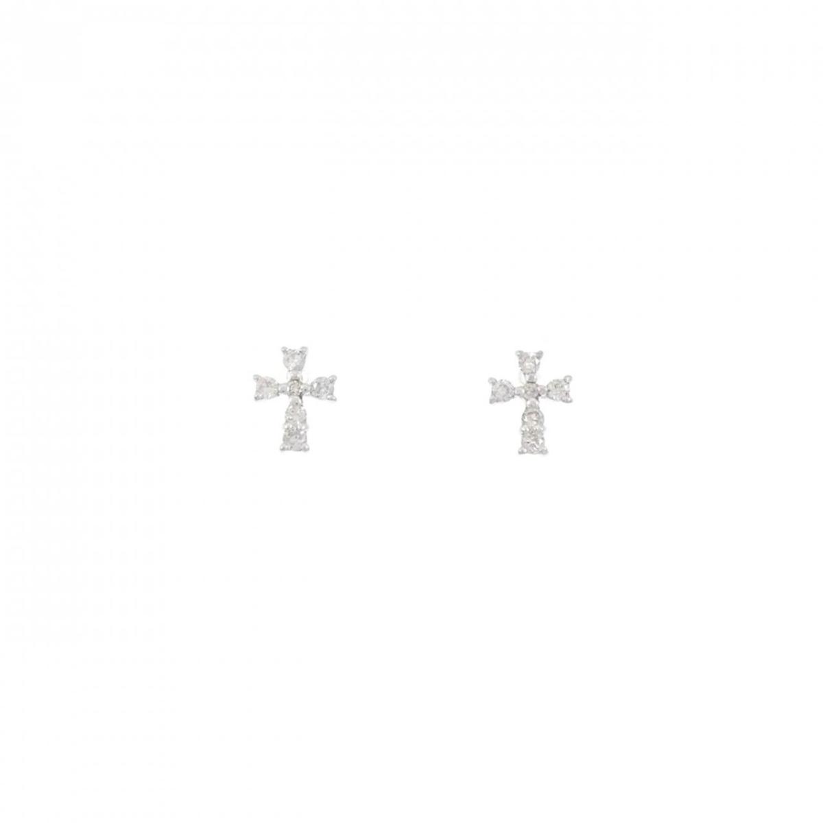 K18WG クロス ダイヤモンド ピアス 0.12CT【中古】|KOMEHYO ONLINESTORE 店