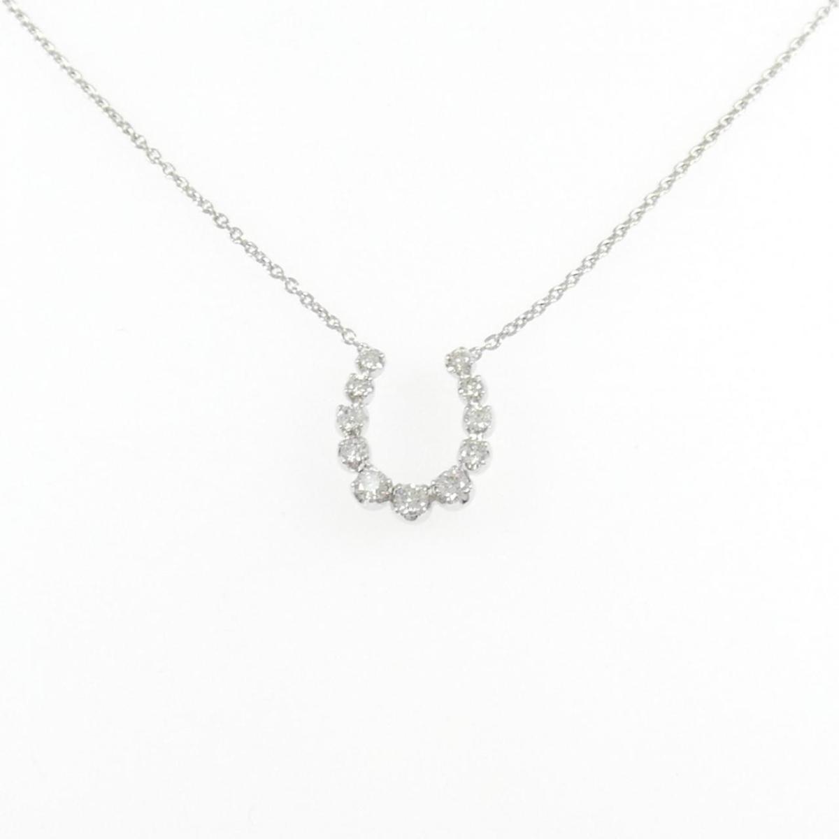 K18WG ホースシュー ダイヤモンド ネックレス 0.22CT【中古】|KOMEHYO ONLINESTORE 店
