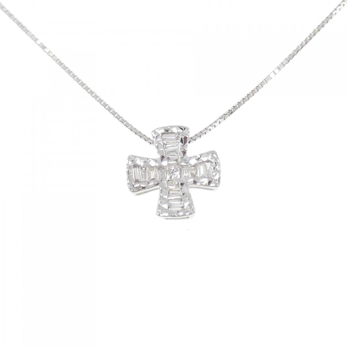 K18WG クロス ダイヤモンド ネックレス 0.20CT【中古】｜KOMEHYO ONLINESTORE 店