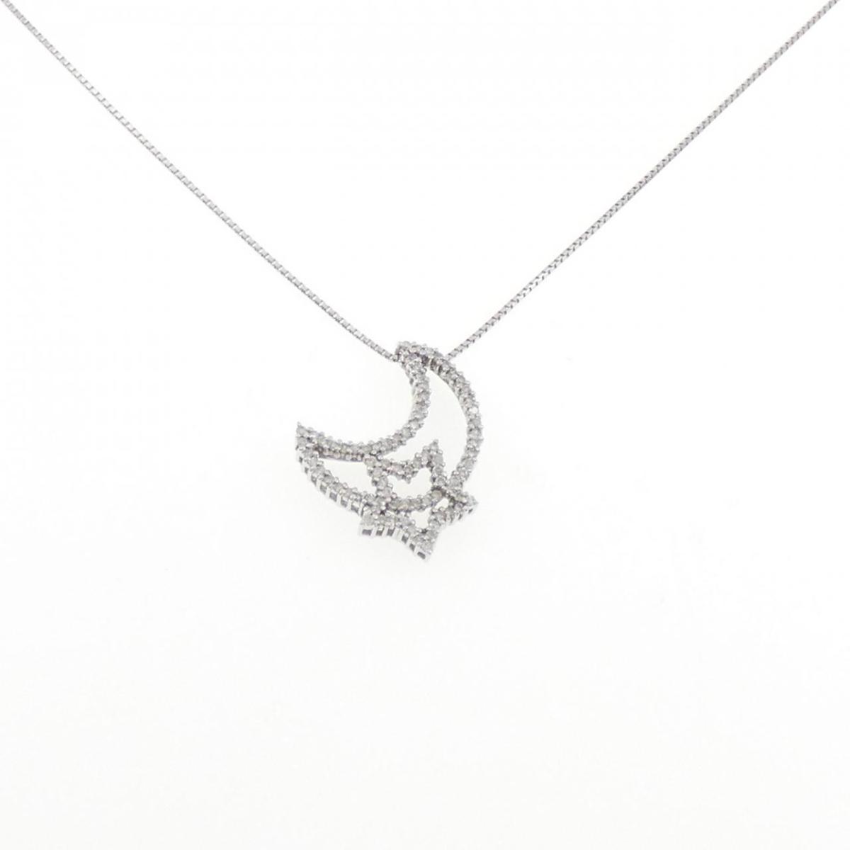 K18WG ムーン×スター ダイヤモンド ネックレス 0.40CT【中古】|KOMEHYO ONLINESTORE 店