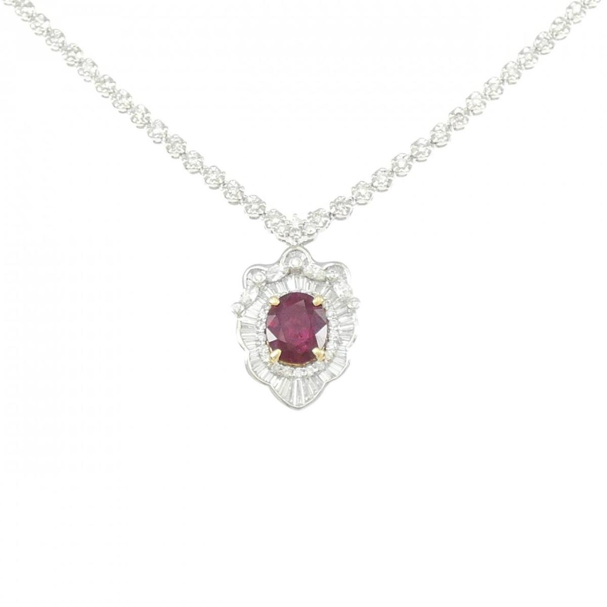 PT900/K18YG ルビー ネックレス 3.08CT マダガスカル産【中古】｜KOMEHYO ONLINESTORE 店