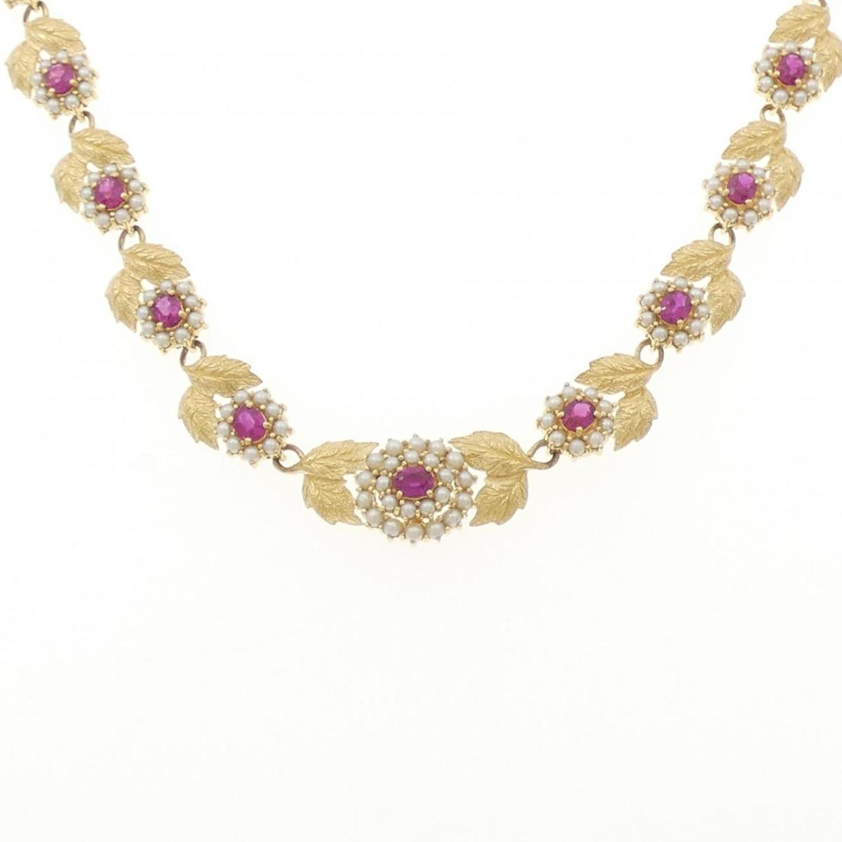 K18YG フラワー ルビー ネックレス 5.18CT【中古】｜KOMEHYO ONLINESTORE 店