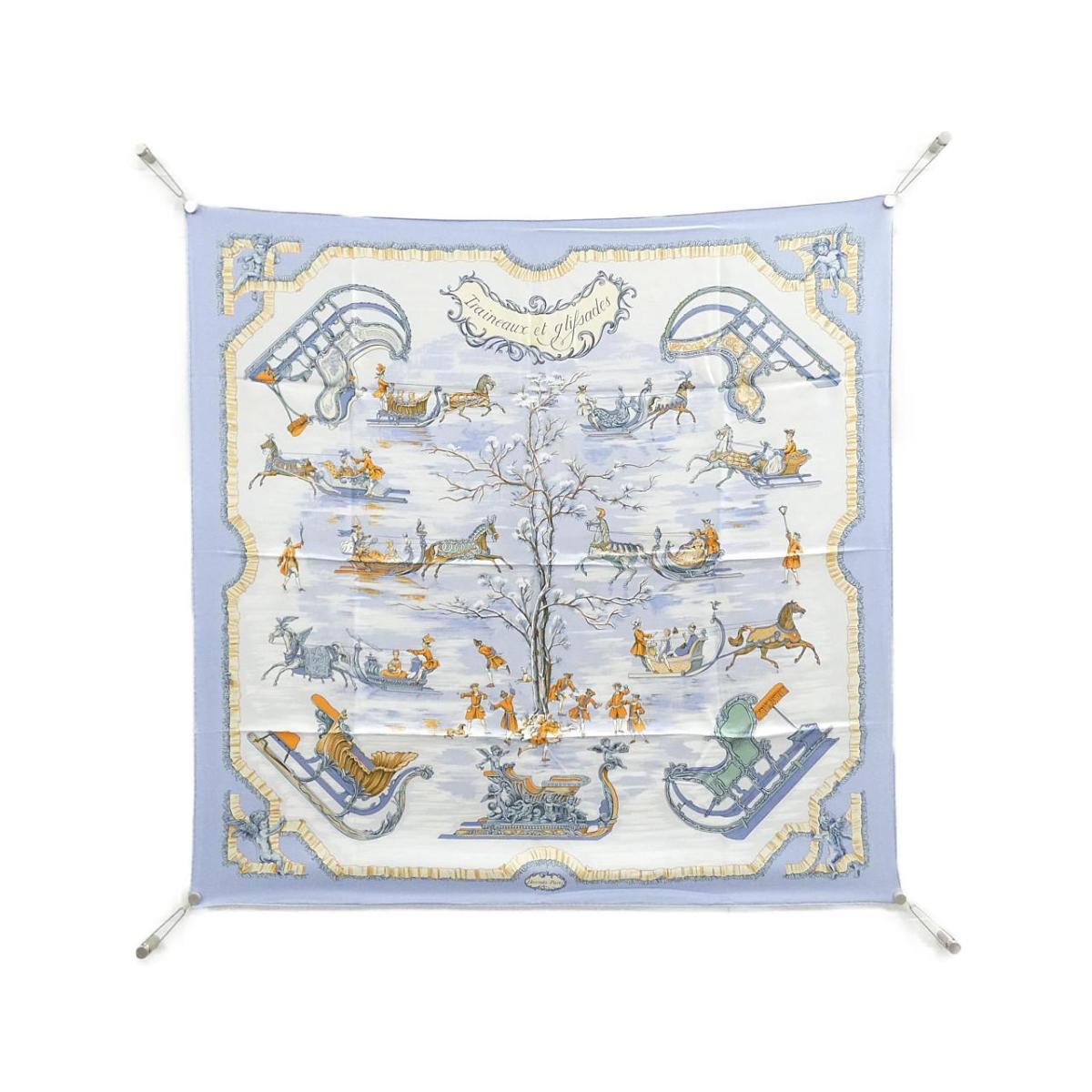 エルメス TRAINEAUX ET GLISSADES カレ スカーフ【中古】|KOMEHYO ONLINESTORE 店
