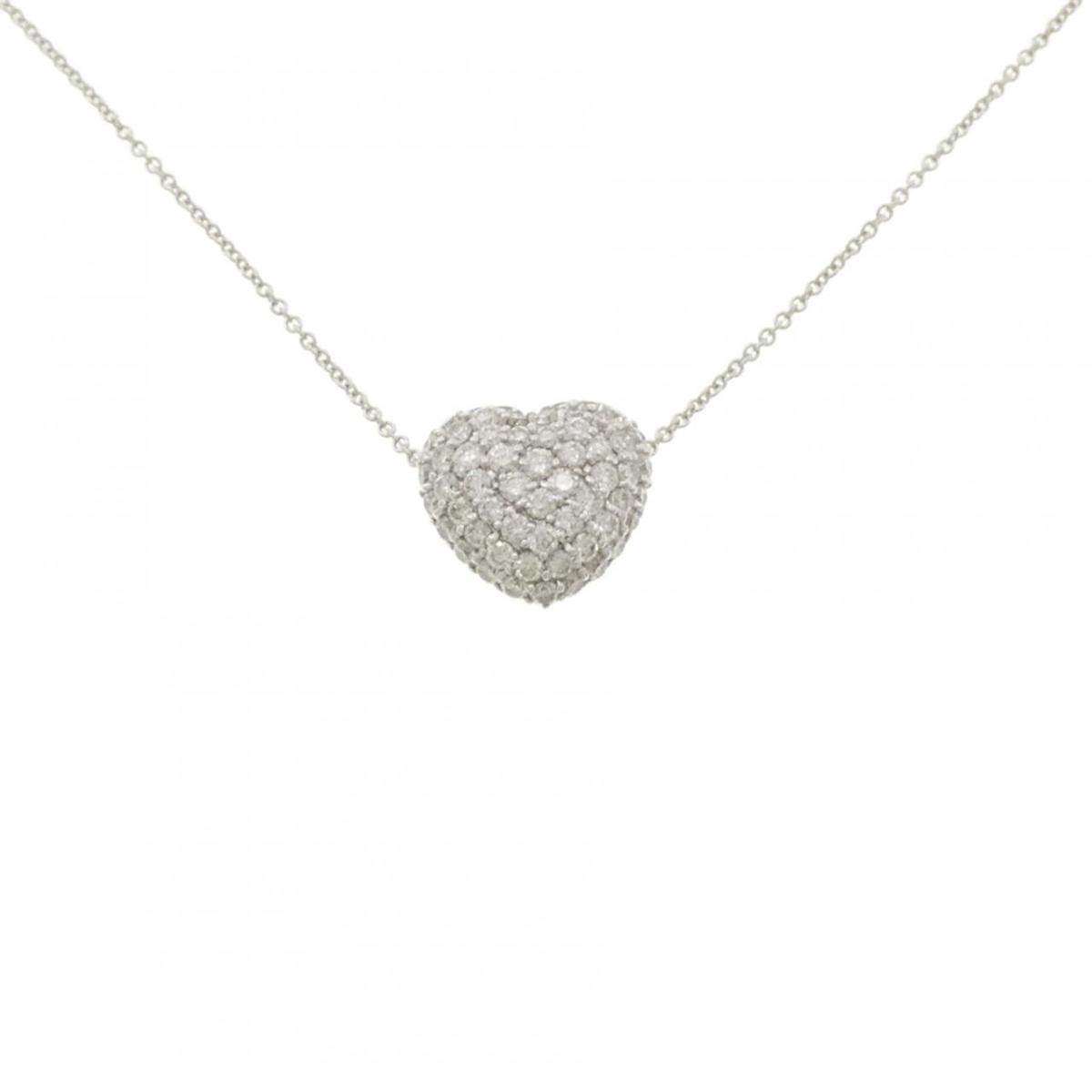 K18WG ハート パヴェ ダイヤモンド ネックレス 1.00CT【中古】|KOMEHYO ONLINESTORE 店