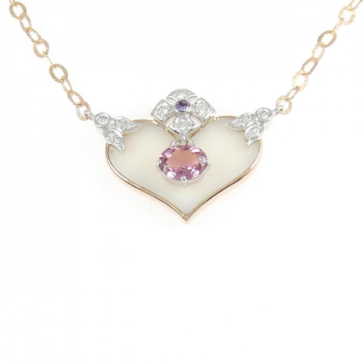 K18PG/K18WG ハート×フラワー カラーストーン ネックレス【中古】|KOMEHYO ONLINESTORE 店